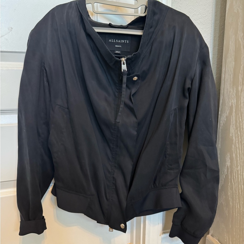 AllSaints Black Skye Parka Bomber - Black - size Small